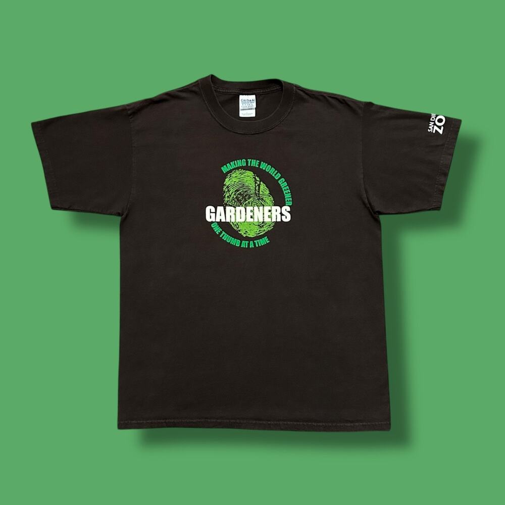 Vintage Gardening Shirt San Diego Zoo 90s y2k Greenthumb Graphic Tee Brown Large